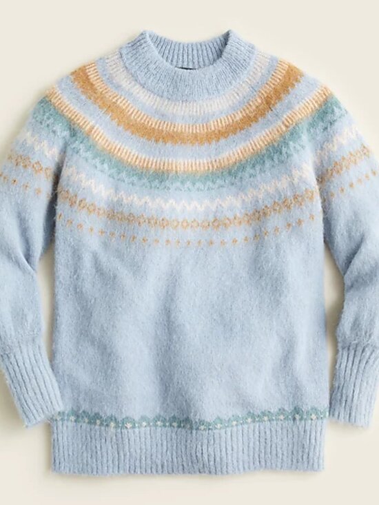 J. Crew Sweaters - J.Crew Fair Isle Yoke Puff Sleeve Sweater - Dusky Sky Peach